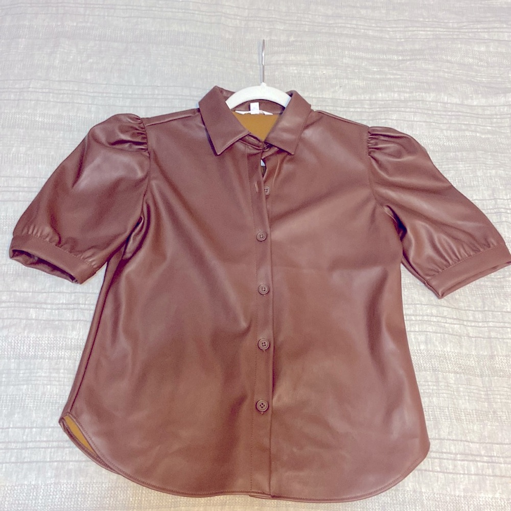Faux Leather Button up